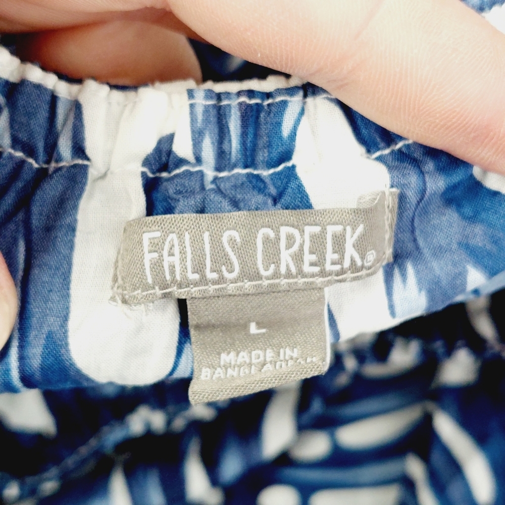 Falls Creek Blue Palm Fronds Off the Shoulder dress P5330 - Picture 5 of 8